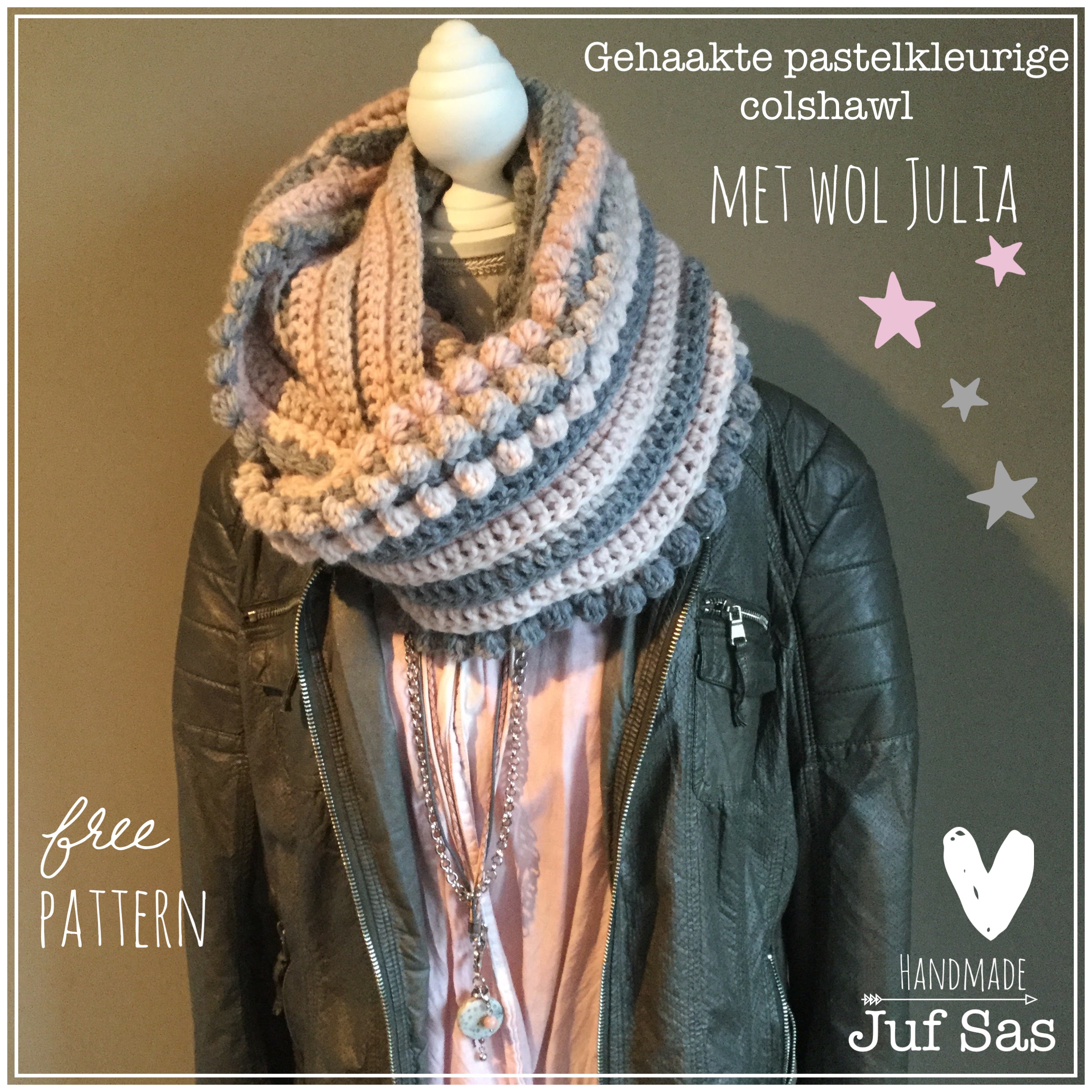 Gehaakte pastelkleurige colshawl