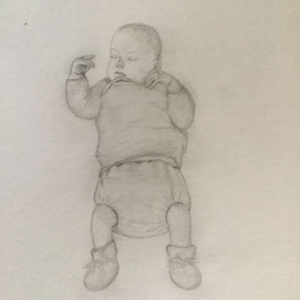 Terug in de tijd, mijn eerste nichtje Bianca getekend als baby