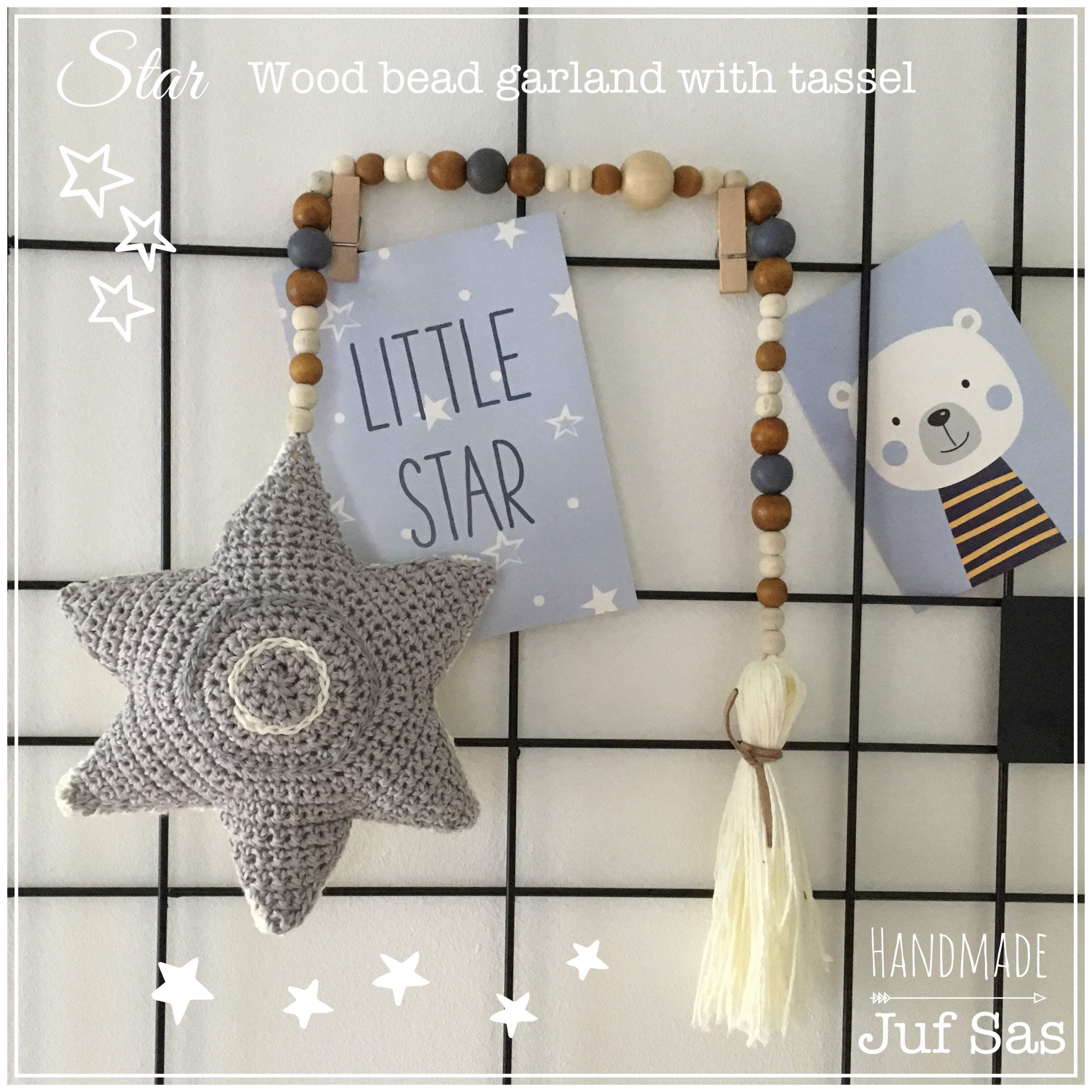 Star wood bead garland