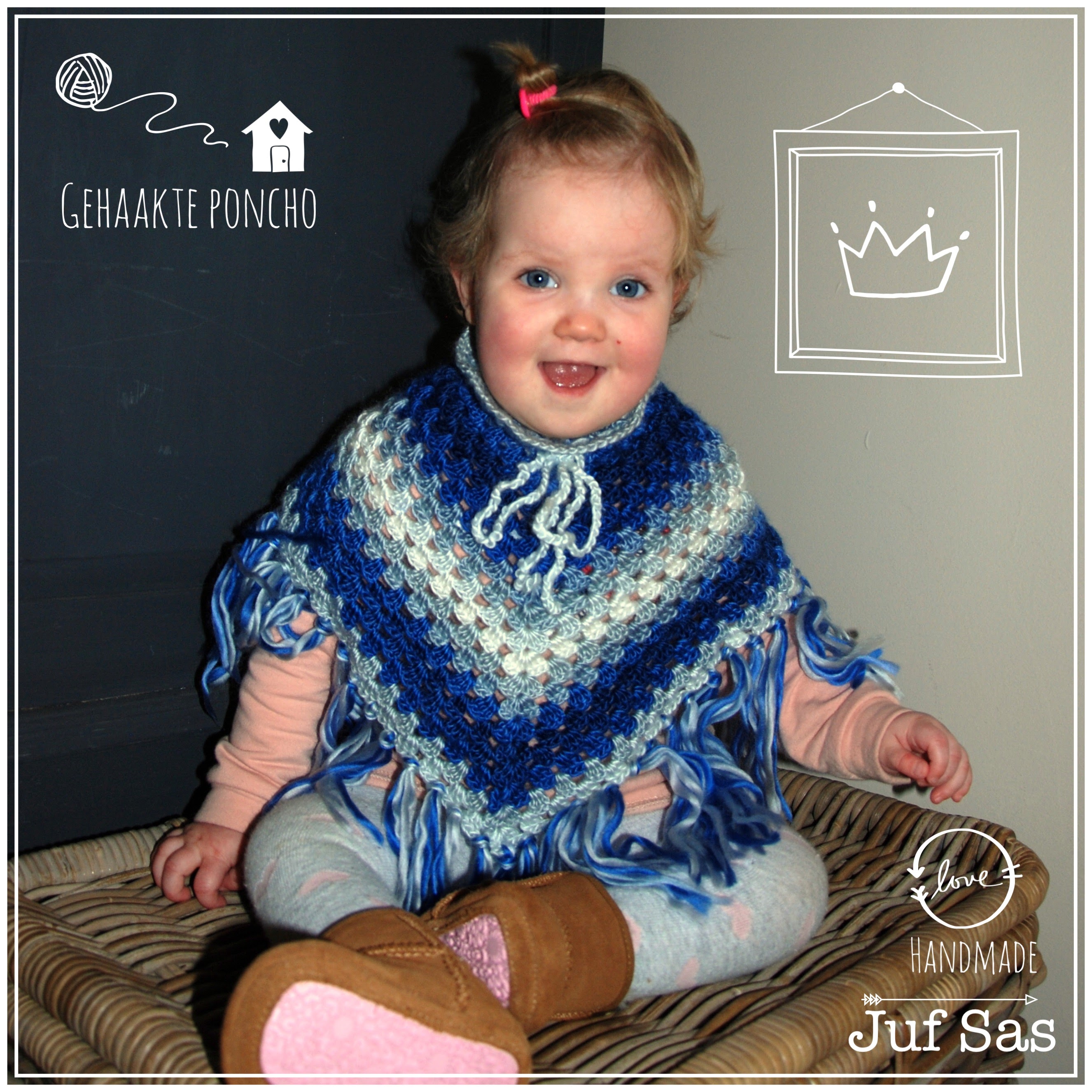 Gehaakte poncho met franjes