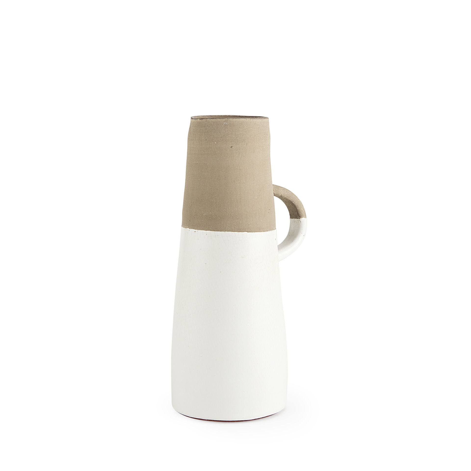 Two-Toned White Natural Ceramic Jug- Medium