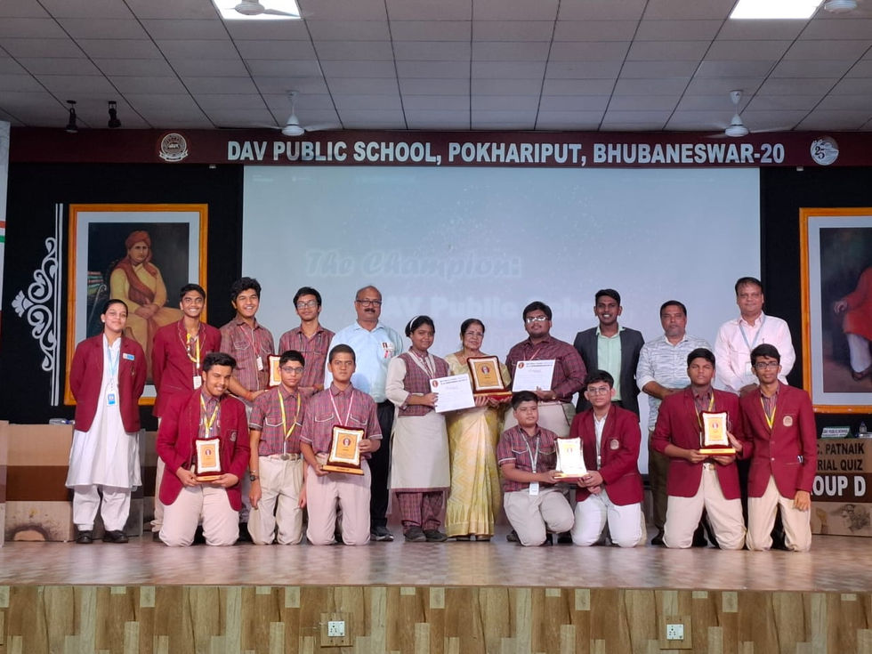 Finalists on stage with dignitaries and QM Bivash Rath