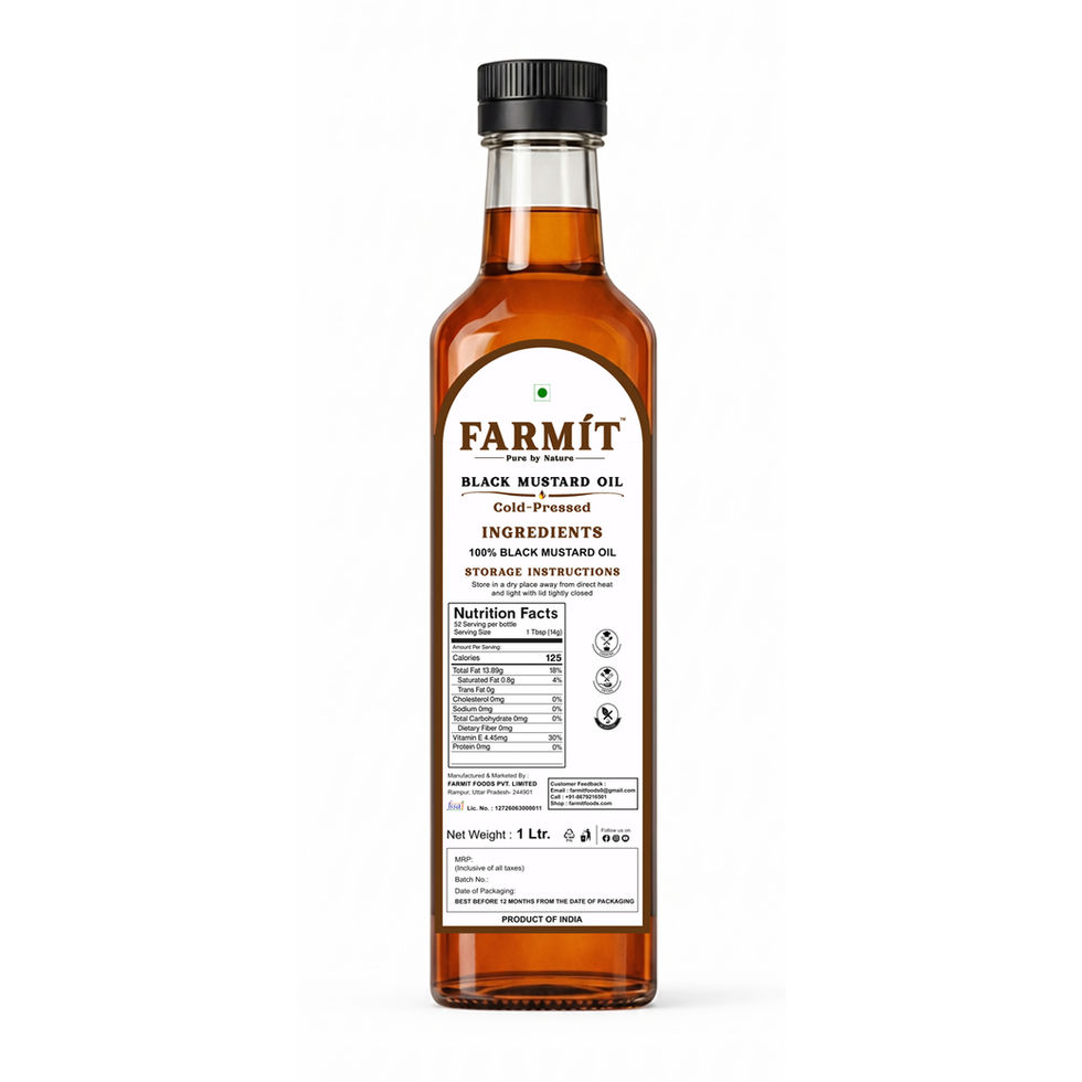 100% Pure Cold Pressed Black Mustard Oil by FARMIT FOODS
