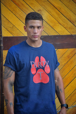 Red and Grey Dirty T Shirt