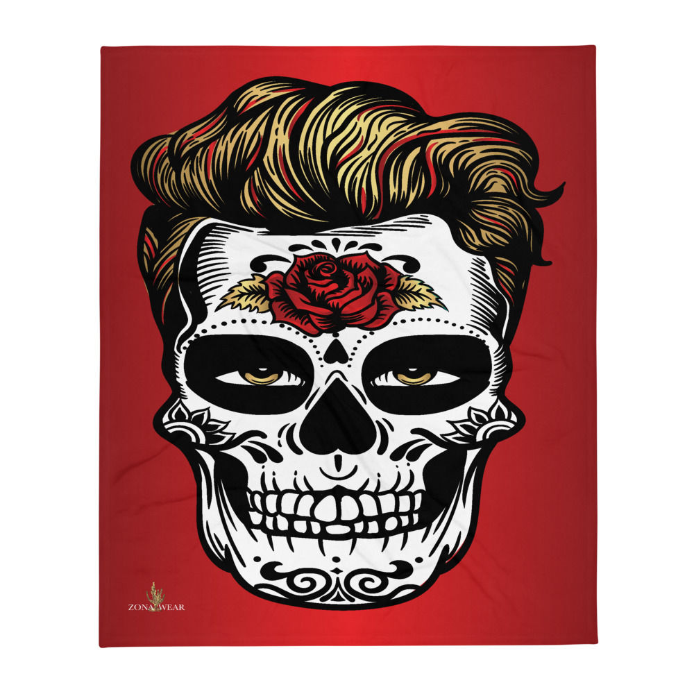 Red Day of the Dead Throw Blanket