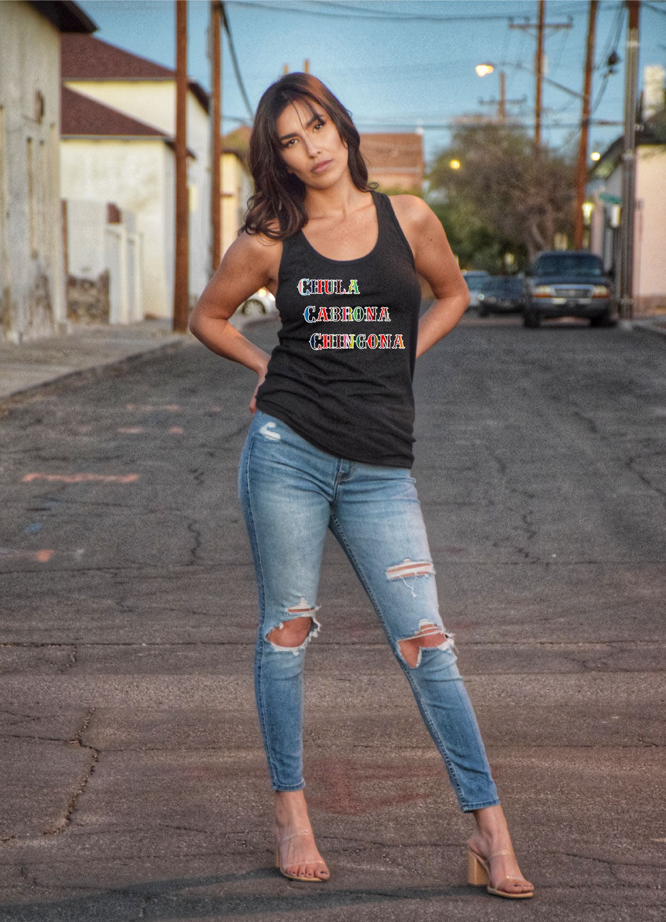 Chula, Chingona, Cabrona Racerback Tank Black
