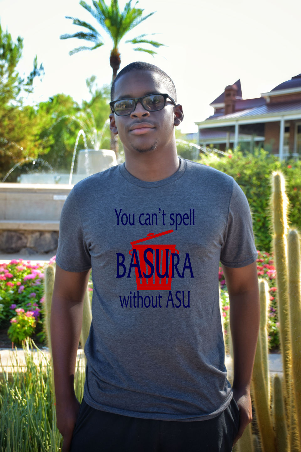 Thumbnail: Men's ASwho Basura Graphite T-Shirt Navy and Red