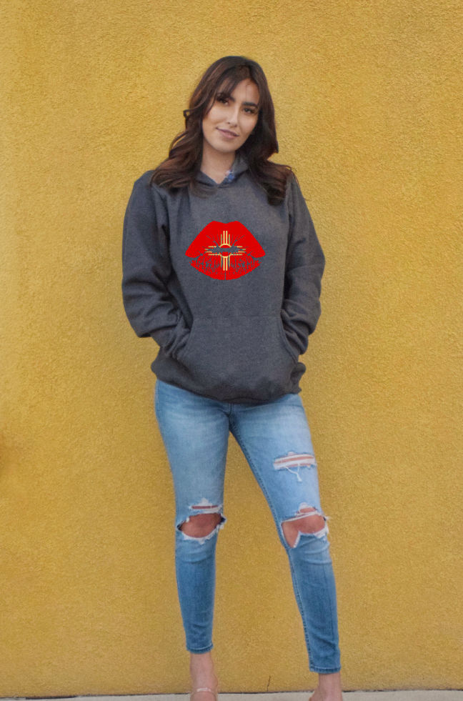 Thumbnail: Black Zia Sun Symbol Hoodie Gold/Turquoise