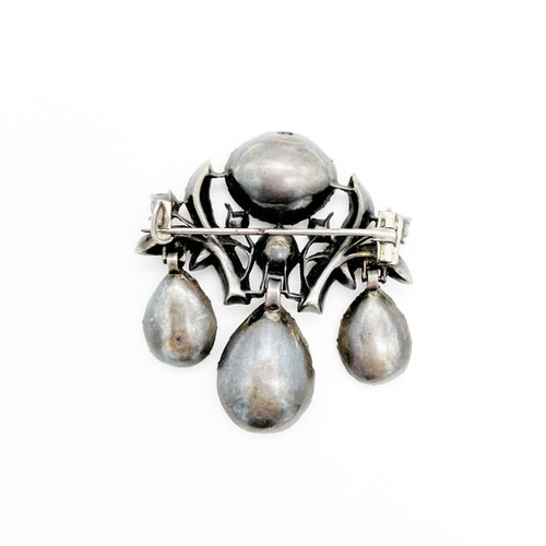 Victorian Chrysoberyl シルバー クリソベリルブローチ georgian 'chrysoberyl' paste girandole brooch | Cloudless Sulphur