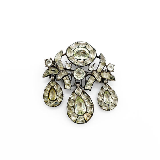 Victorian Chrysoberyl シルバー クリソベリルブローチ georgian 'chrysoberyl' paste girandole brooch | Cloudless Sulphur