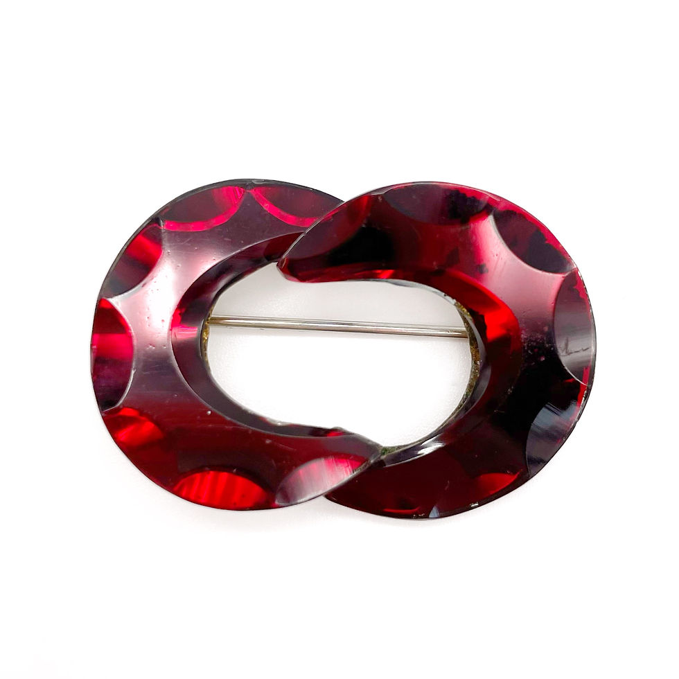 georgian victorian vauxhall glass brooch pin red mirror