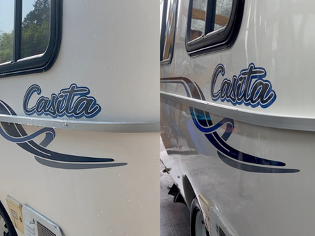 Oxidation removal and ceramic coating on 2004 casita travel trailer