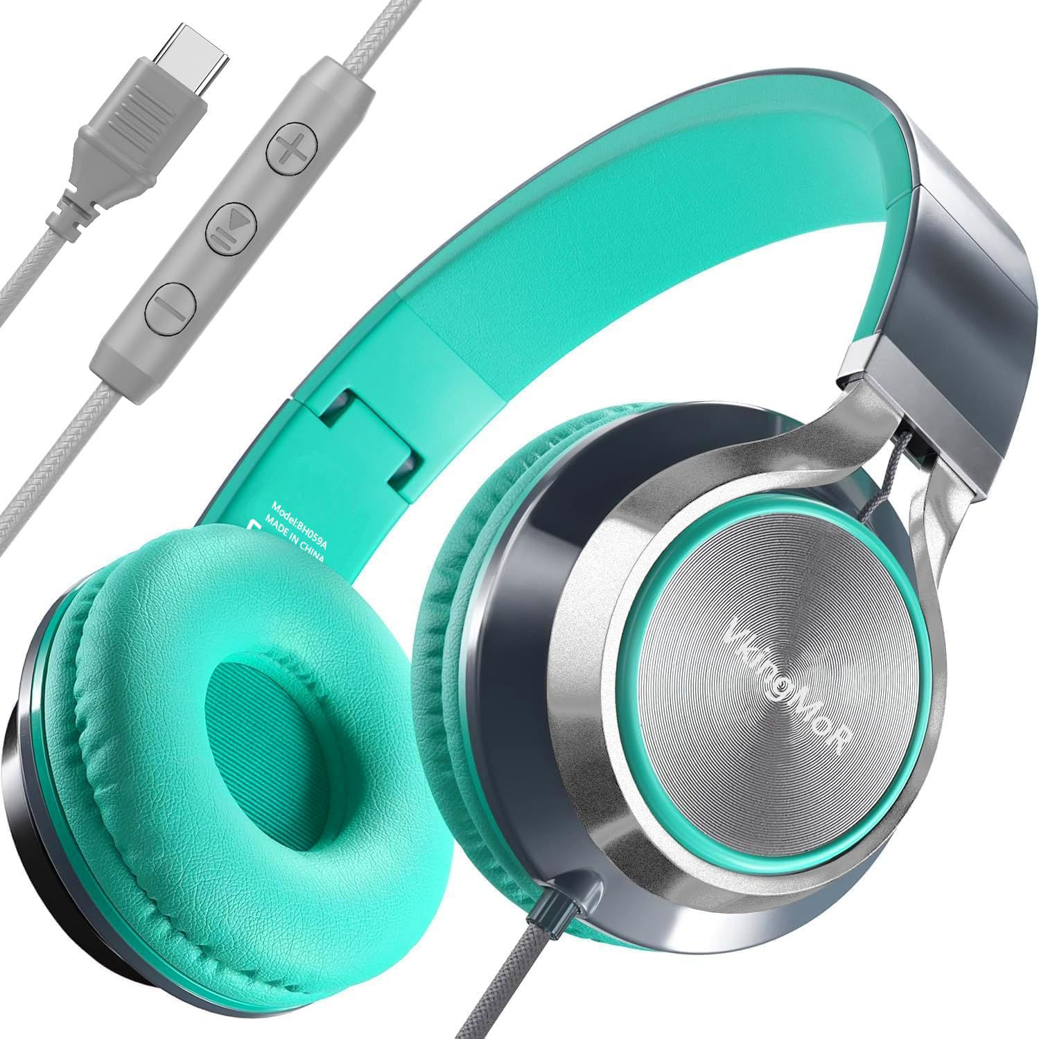 VkingMoR Wired Headphones with Mic & Volume Control — (Upgraded) Type-C Wired He