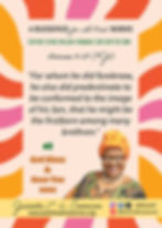 A young lady smiling in orange headwrap in vibrant colors, saying 12 blessings for first borns