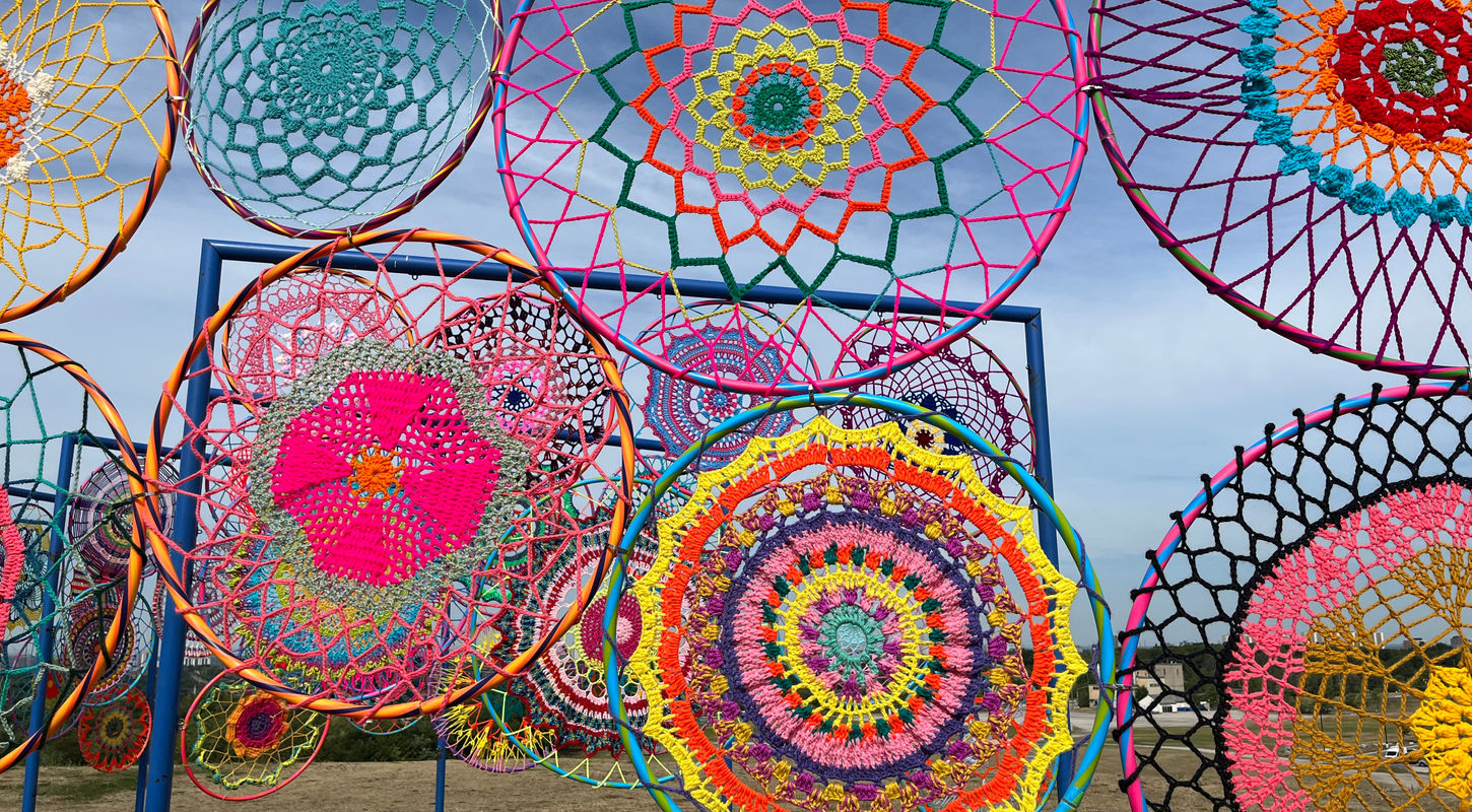 Fabric of Community - Crocheted mandalas on the Windrose