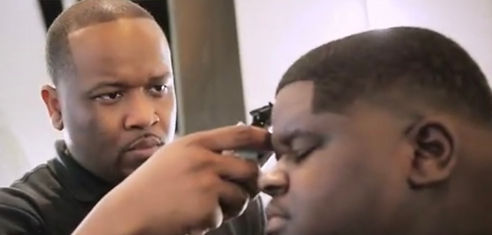 giving one of my clients a haircut