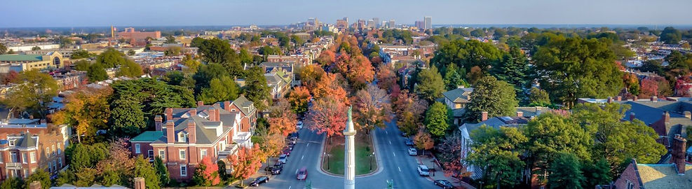 A drone image of a street in Richmond