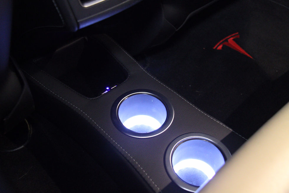Thumbnail: Tesla Model S White LED Rear Console Cup Holder