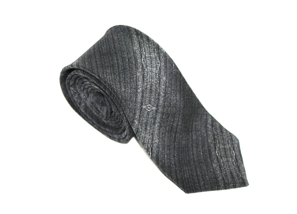 Thumbnail: Grey handmade silk tie Bundlam Rock Stone Silk