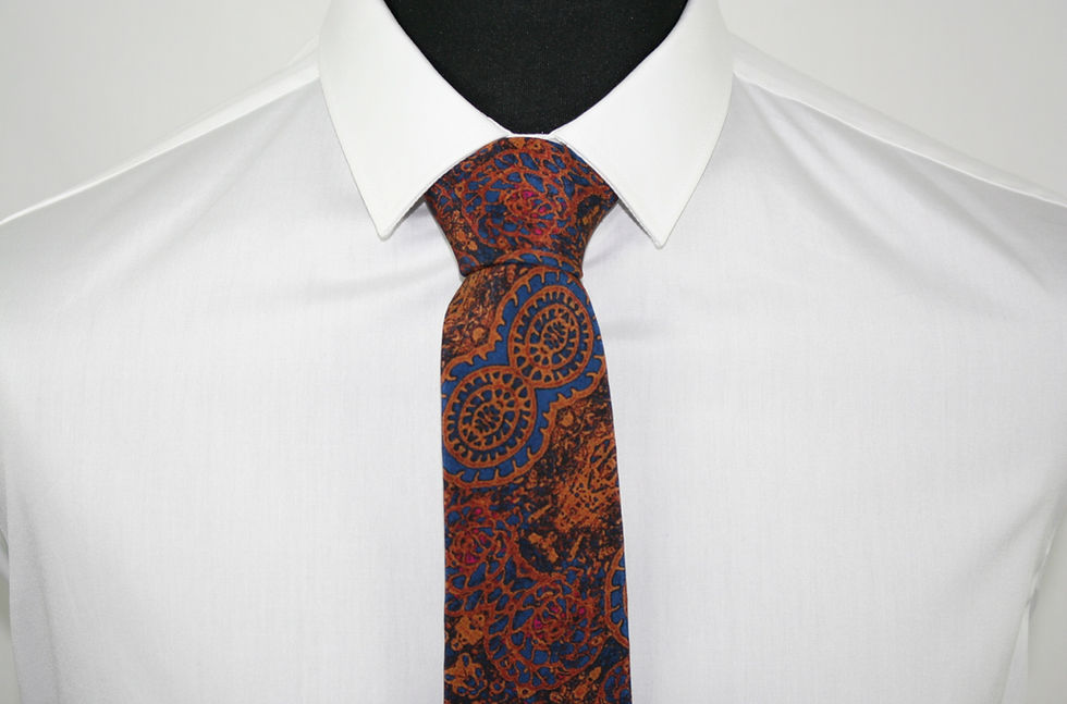 Thumbnail: Orange-blue handmade silk tie Intraben Rock Stone Silk