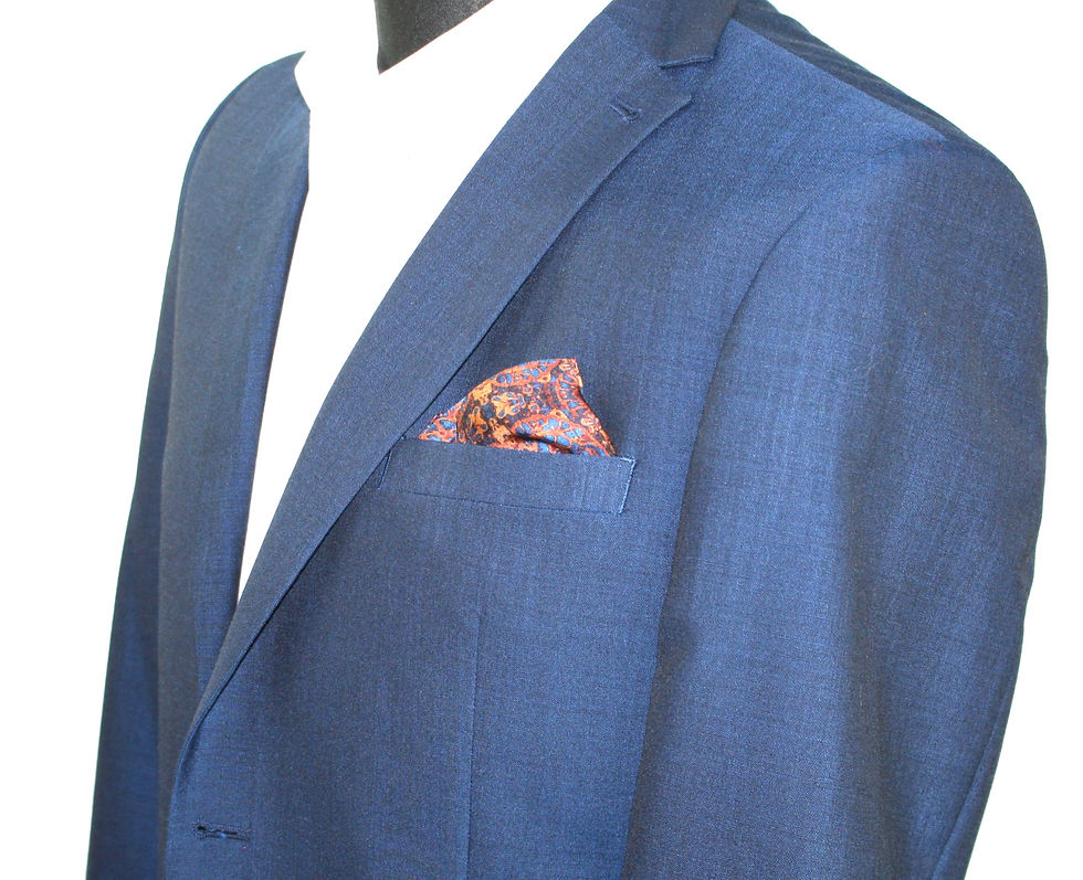 Thumbnail: Orange-blue silk pocket square Intraben Rock Stone Silk