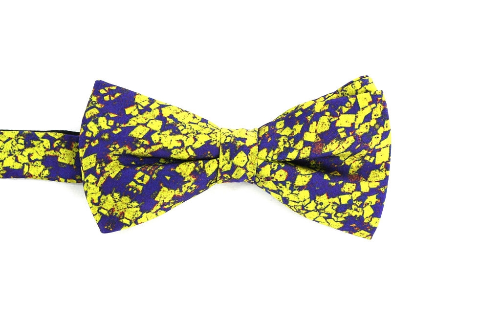 Yellow-blue silk bow tie Dolost Rock Stone Silk
