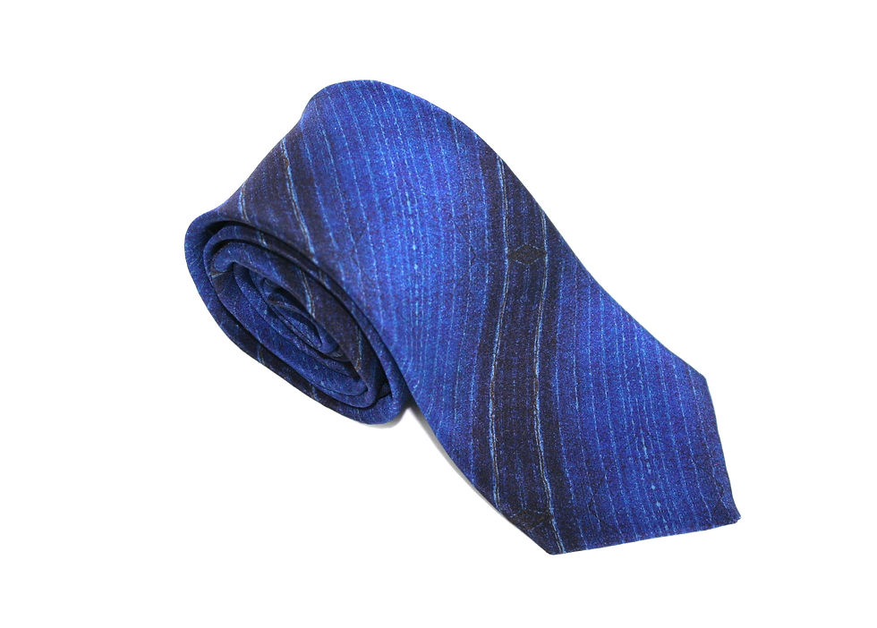 Thumbnail: Blue handmade silk tie Bundlam Rock Stone Silk