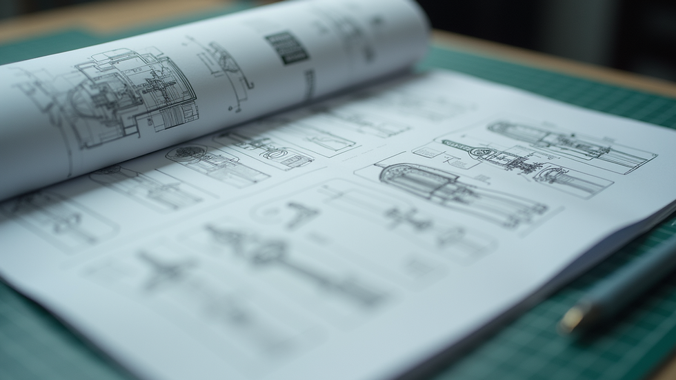 Close-up view of technical manual pages with detailed diagrams