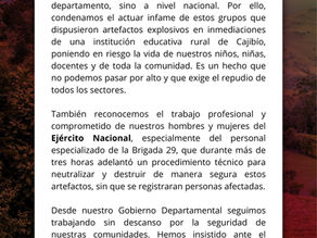 “Nuestra población civil es hoy la que sufre de manera directa las consecuencias del conflicto armado” Gobernado del Cauca
