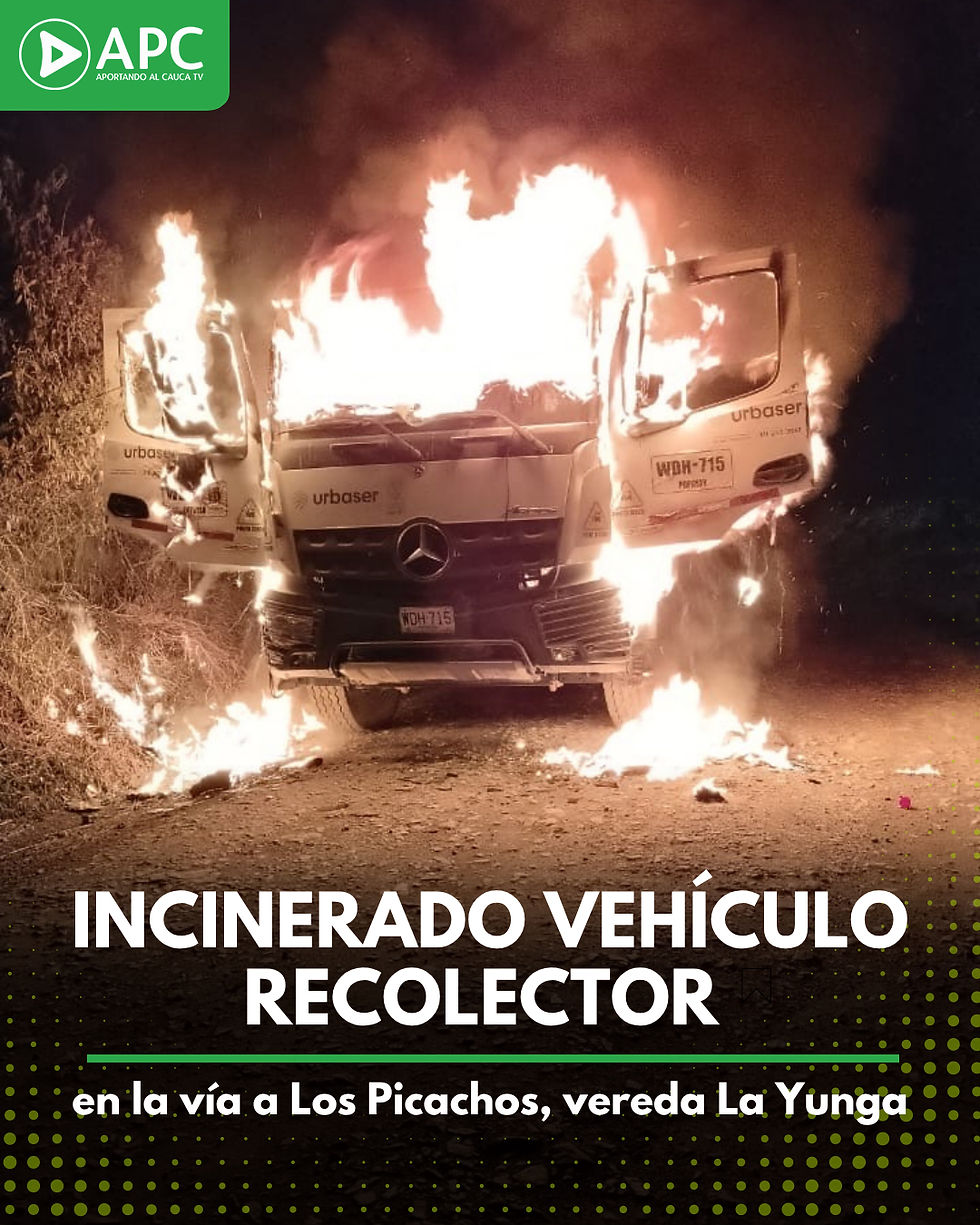 Incinerado vehículo recolector en la vía a Los Picachos, vereda La Yunga