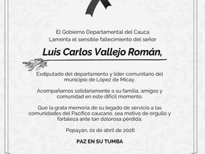 Gobierno Departamental rechazó fallecimiento de líder de la costa pacífica