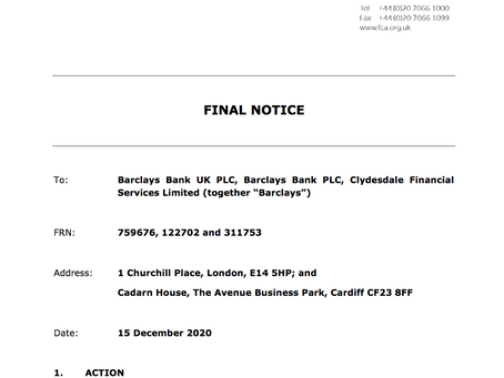 Seems Barclays has just had their legs slapped for treating customers like dirt.