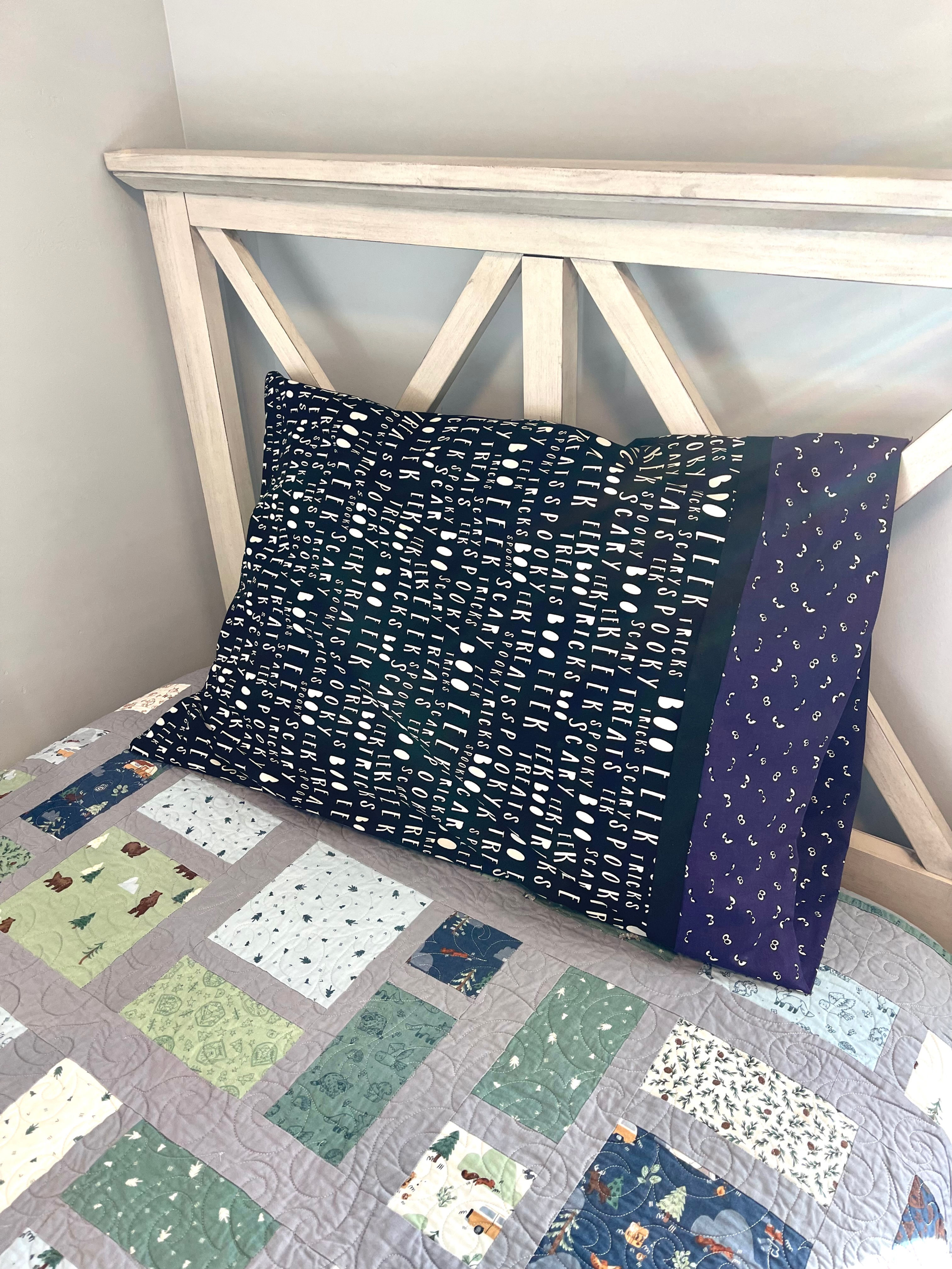 Glow in the Dark Halloween words Pillowcase