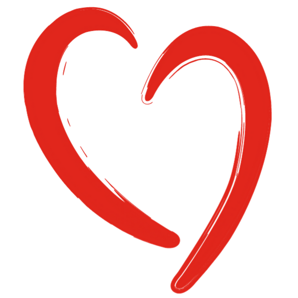 Hand-drawn red heart symbol