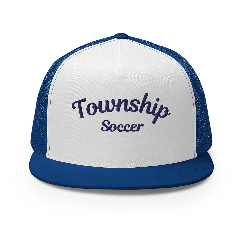 Thumbnail: Blue Township Soccer Five Panel Trucker Cap