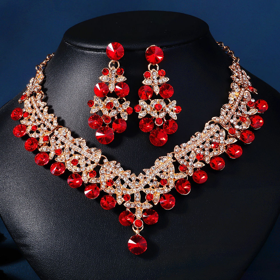 Thumbnail: New European and American Bridal Necklace and Earring Sets Luxury Pearl Crystal 