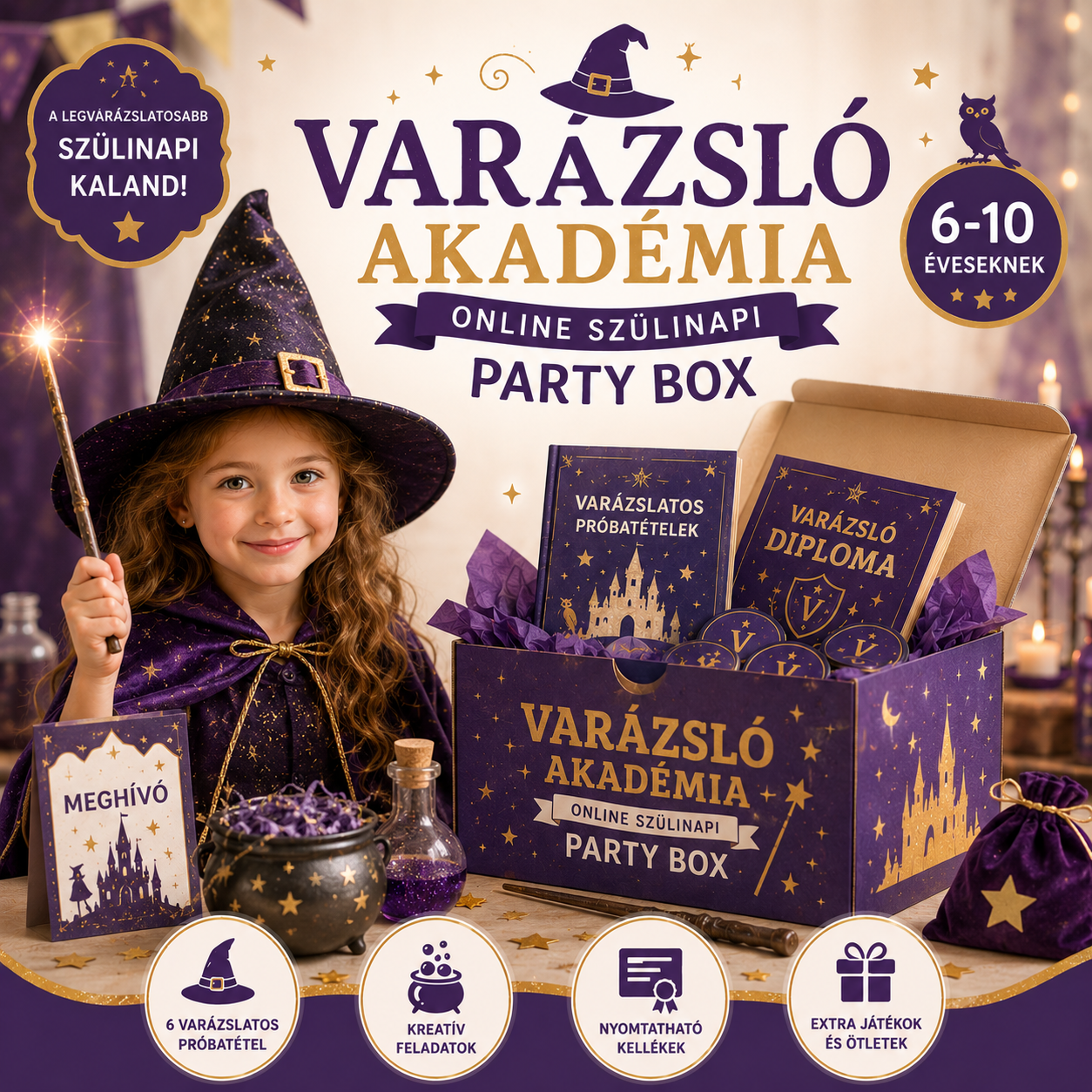 VarázslóAkadémia PartyBox – A legvarázslatosabb szülinapi kaland!