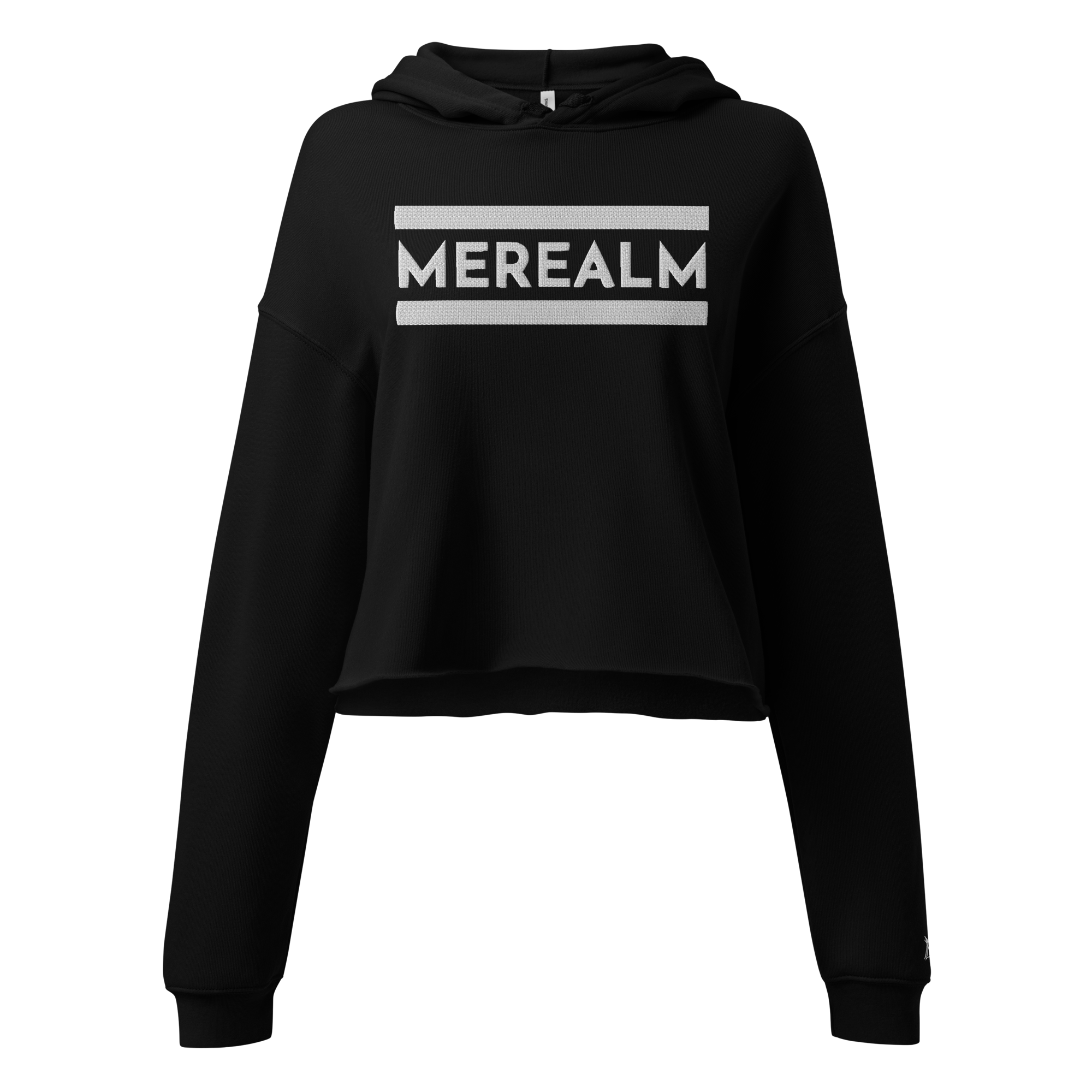 embroidered line-set sport crop hoodie