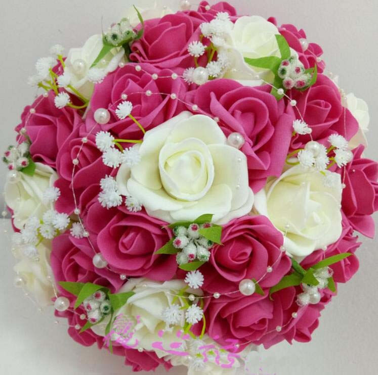 Thumbnail: Perfectlifeoh Pink/Red/White/Burgundy  Artificial Flower Rose Bouquet