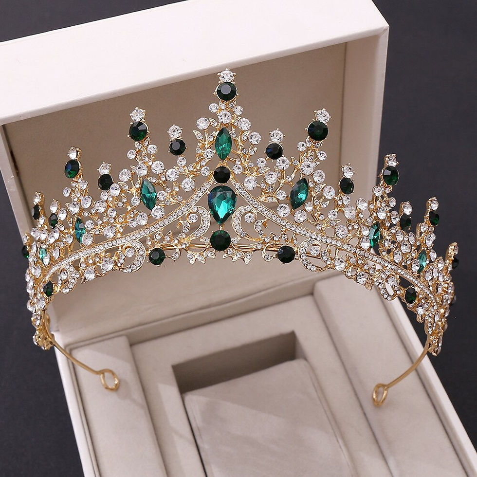 Thumbnail: Baroque Retro Rose Gold Peach Crystal Bridal Tiara - Crown