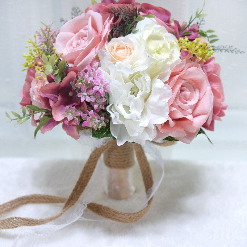 Thumbnail: Kyunovia Natural Bouquet - Ramos De Novia  Peony Silk Ivory Wedding Bouquet D152