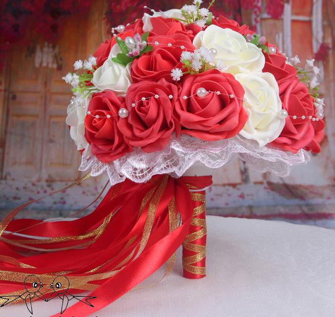 Thumbnail: Perfectlifeoh Pink/Red/White/Burgundy  Artificial Flower Rose Bouquet