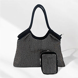 Bling Shoulder Bag w/Pouch - Silver