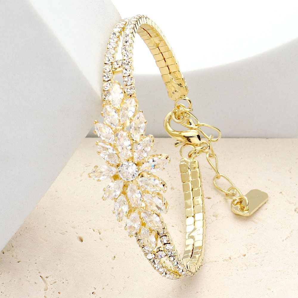 Marquise CZ Stone Embellished Bracelet - Gold