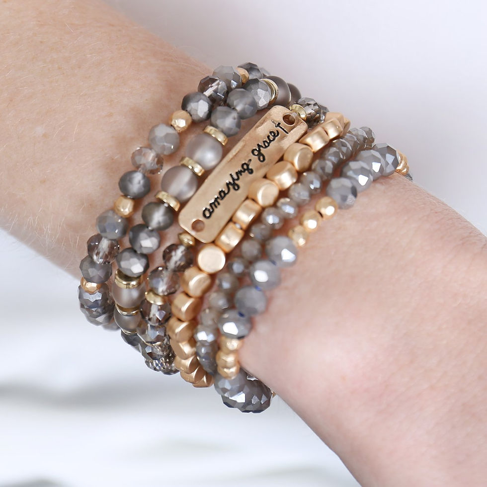 Thumbnail: "Amazing Grace" Charm Mixed Beads Bracelet