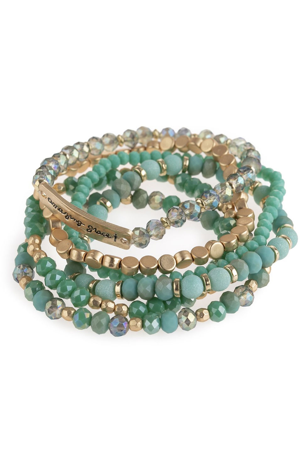 Thumbnail: "Amazing Grace" Charm Mixed Beads Bracelet