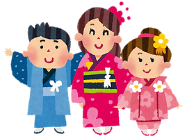 七五三の着物姿の子どもたち