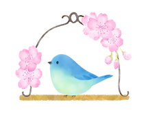 桜とかわいい青い鳥