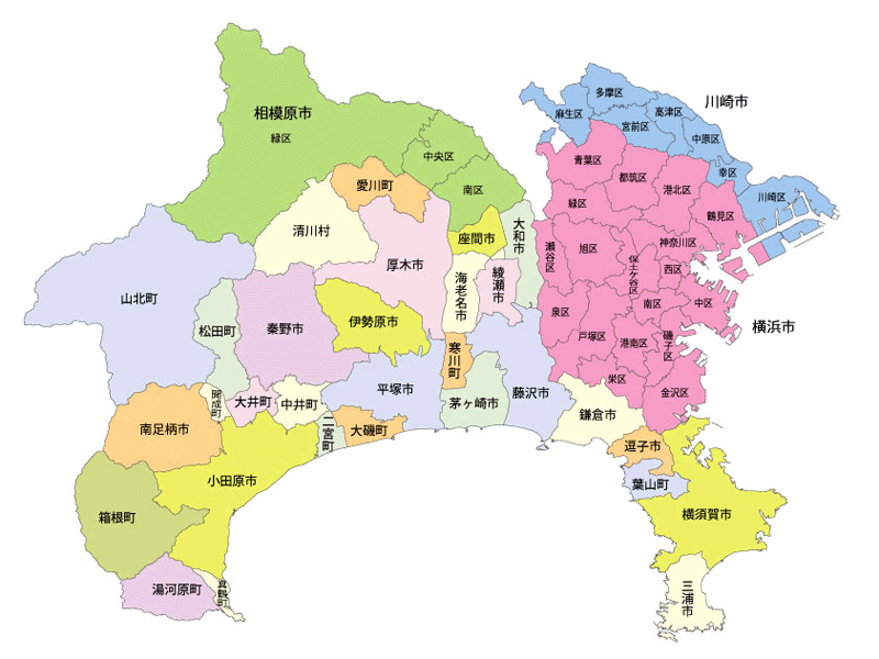 神奈川県行政区分図