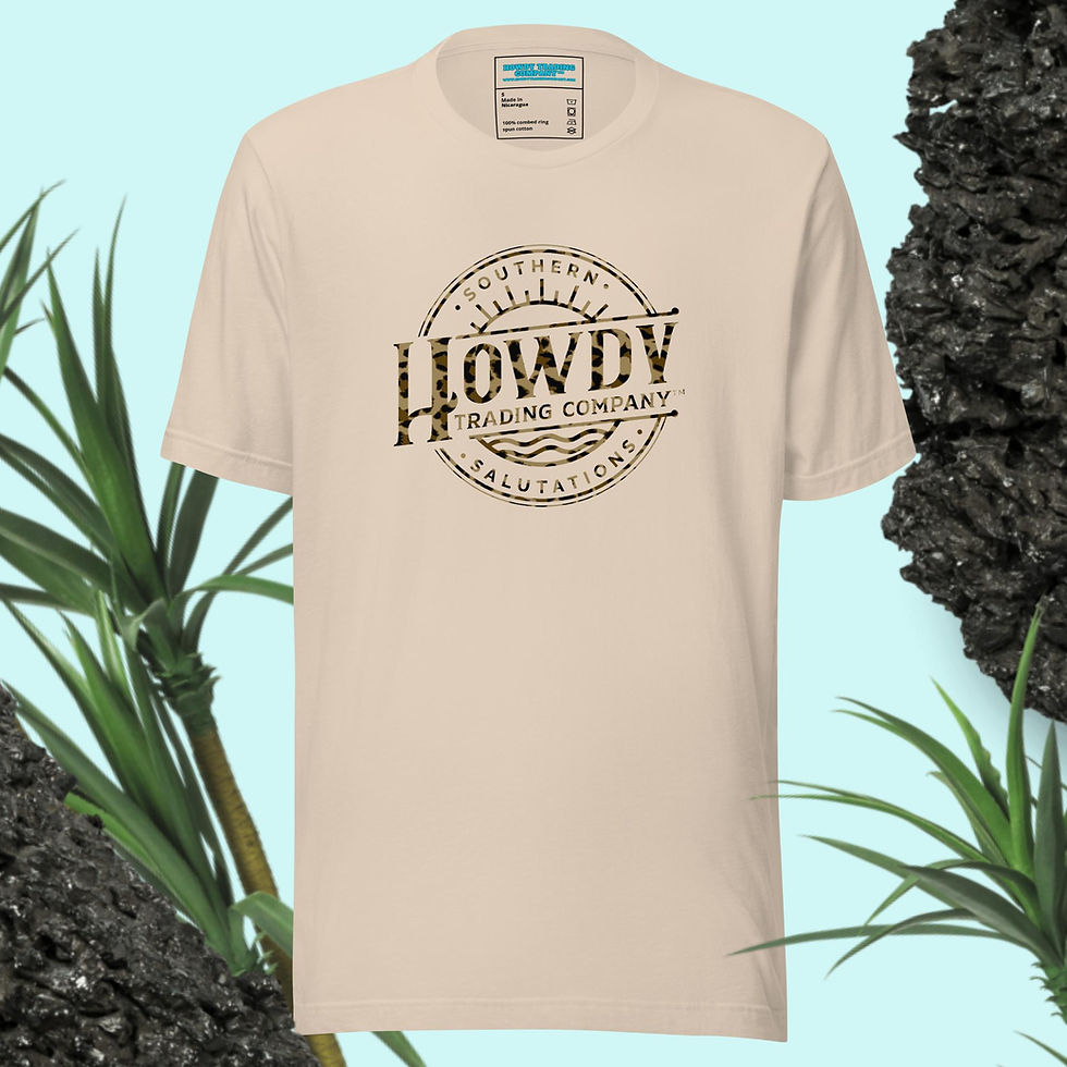 Thumbnail: Howdy Trading Company Slanted Sunset Leopard Print t-shirt for Men and Women